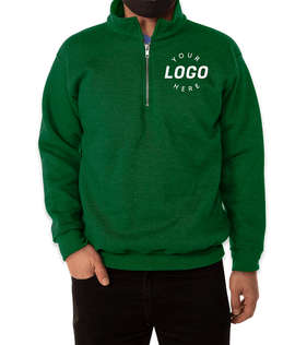 Bayside USA-Made Quarter-Zip Pullover Sweatshirt - Color: Hunter Green