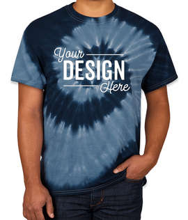 Dyenomite 100% Cotton Two-Tone Spiral Tie-Dye T-shirt - Color: Navy