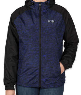 Sport-Tek Women's Heather Raglan Hooded Full Zip Jacket - Color: True Royal Heather / Black