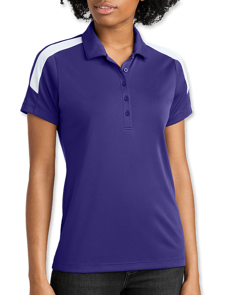 Sport-Tek Women's Competitor United Performance Polo in Purple / White