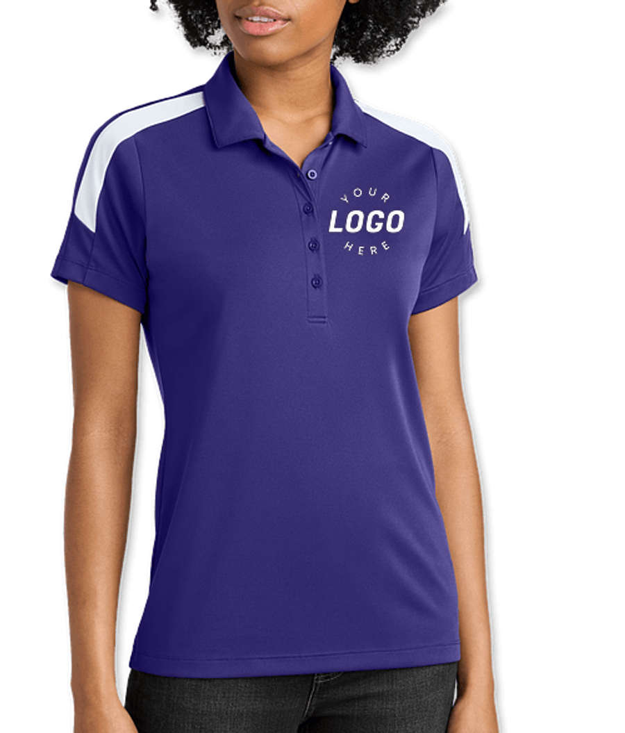 Sport-Tek Women's Competitor United Performance Polo in Purple / White