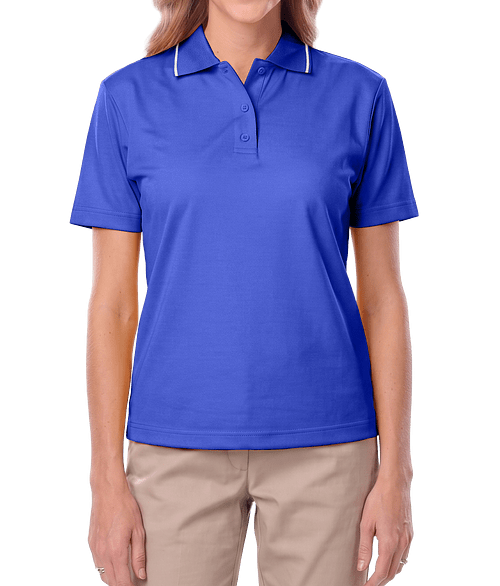 Blue Generation Women’s Trim Tipped Collar Performance Polo in Royal/White