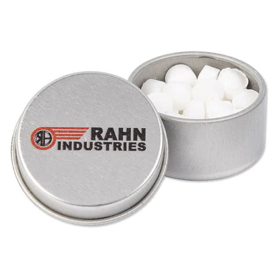 Full Color Small Round Mint Tin in Silver