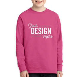 Port & Company Youth Core Cotton Long Sleeve T-shirt - Color: Sangria