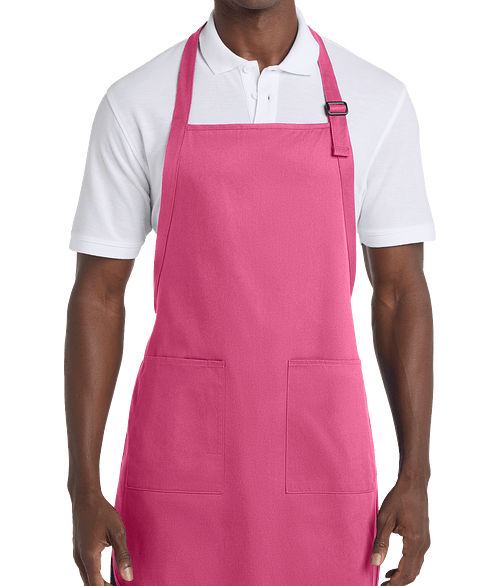 Port Authority Cotton Twill Two-Pocket Full Length Apron in Awareness Pink