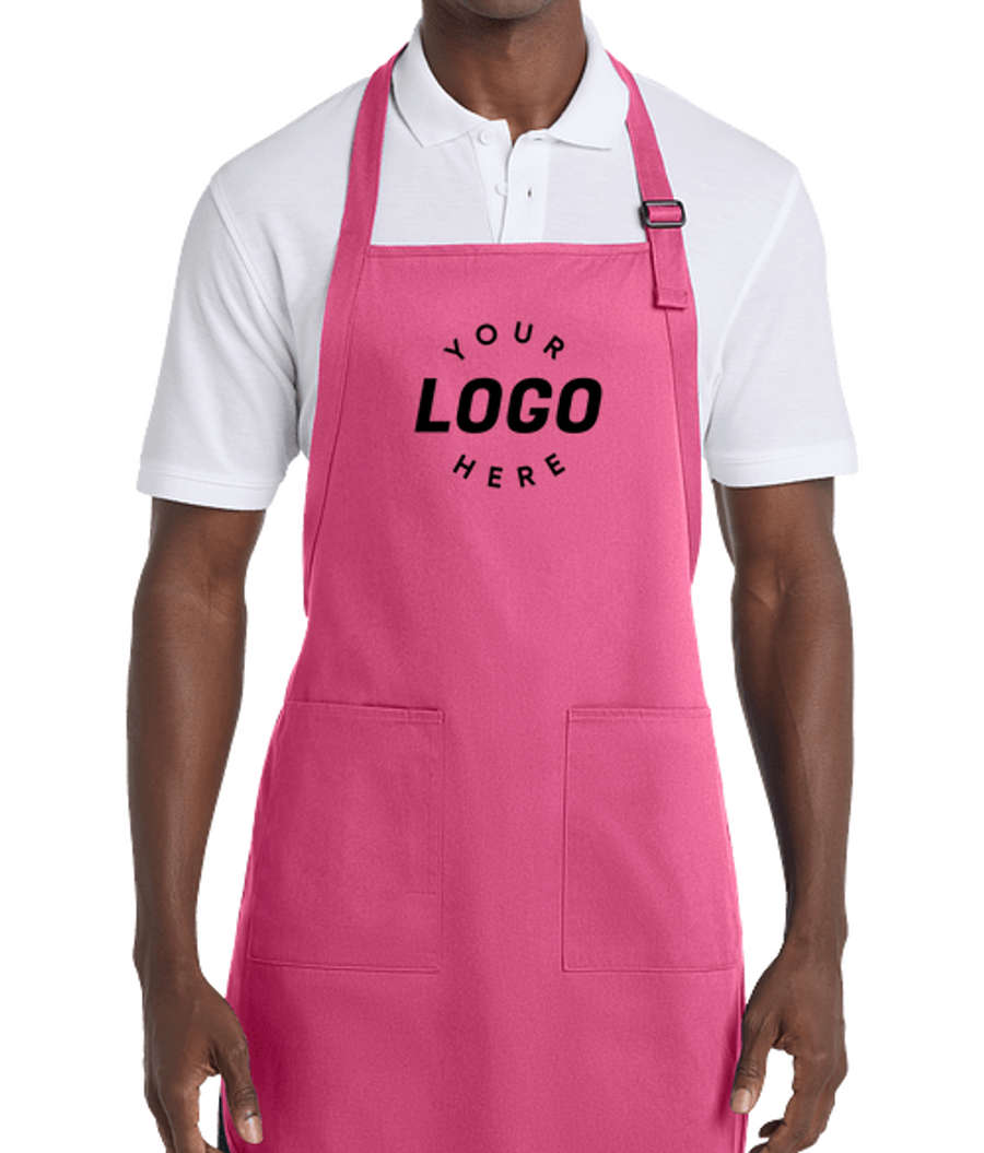 Port Authority Cotton Twill Two-Pocket Full Length Apron in Awareness Pink