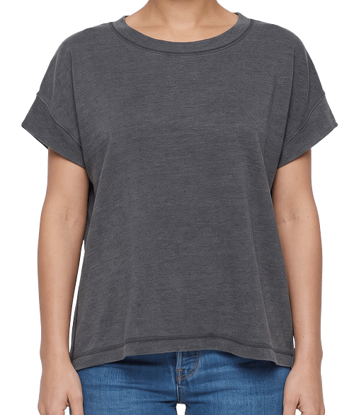 Live & Tell by LAT Women's Vintage Wash Jersey T-shirt in Washed Black