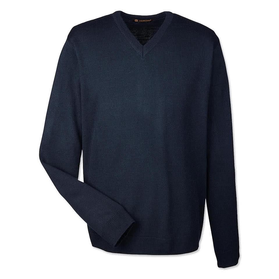Harriton Pilbloc Jersey Knit V-Neck Sweater - Printed