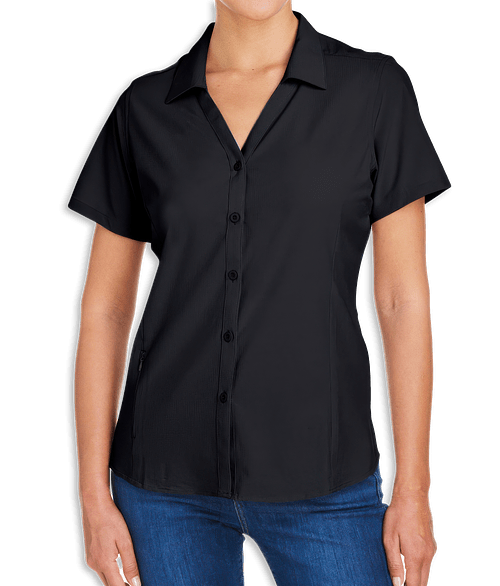 Core 365 Women's Marina Ultra UVP Short Sleeve Shirt - Embroidered in Black