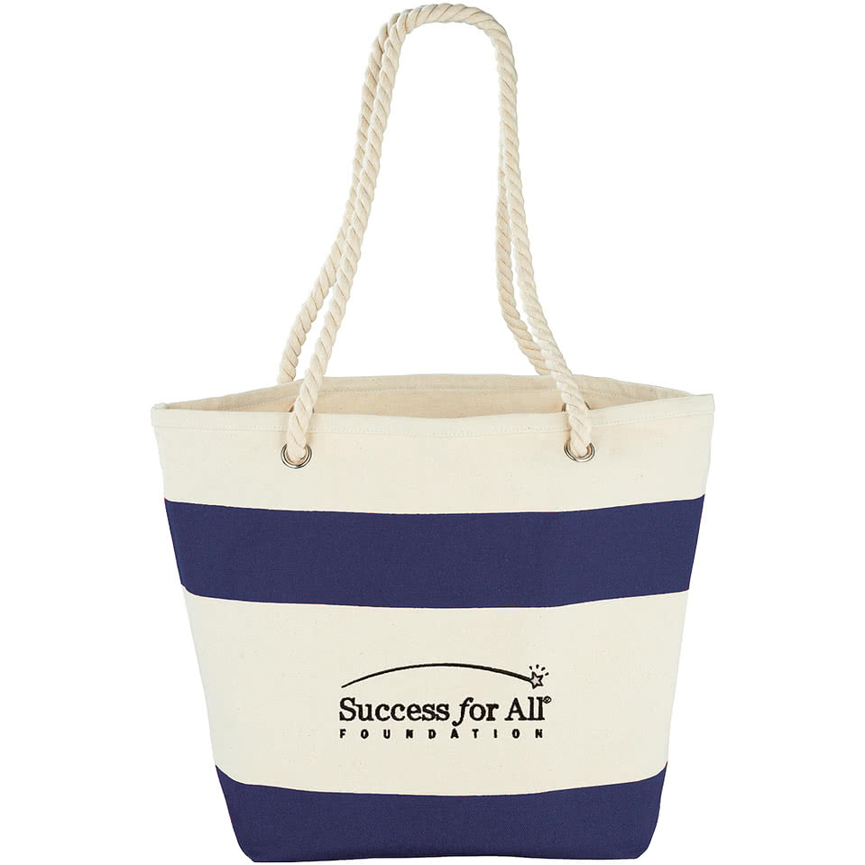 Capri Stripes Cotton Canvas Shopper Tote Bag