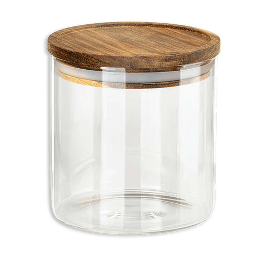 22 oz. Corsica Glass Canister with Acacia Lid in Clear