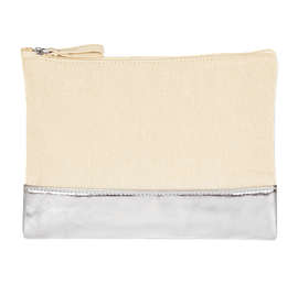 Cotton Cosmetic Bag with Metallic Accent - Color: Natural / Silver