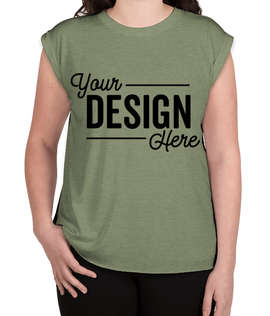 Bella + Canvas Women's Flowy Rolled Cuff T-shirt - Color: Heather Olive