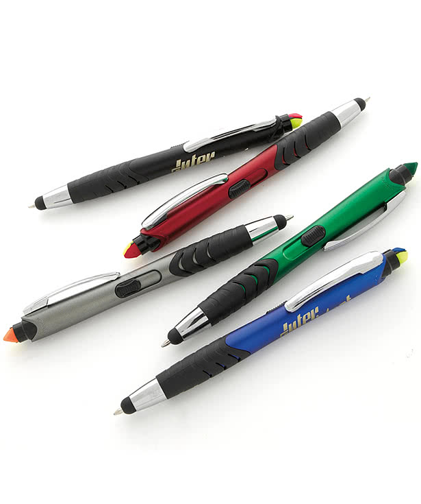 Full Color Souvenir Jalan Highlighter and Ballpoint Stylus Pen (black ink)