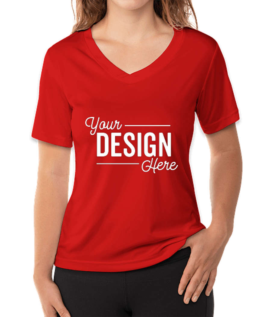 Reebok Women's V-Neck Performance Shirt in Red