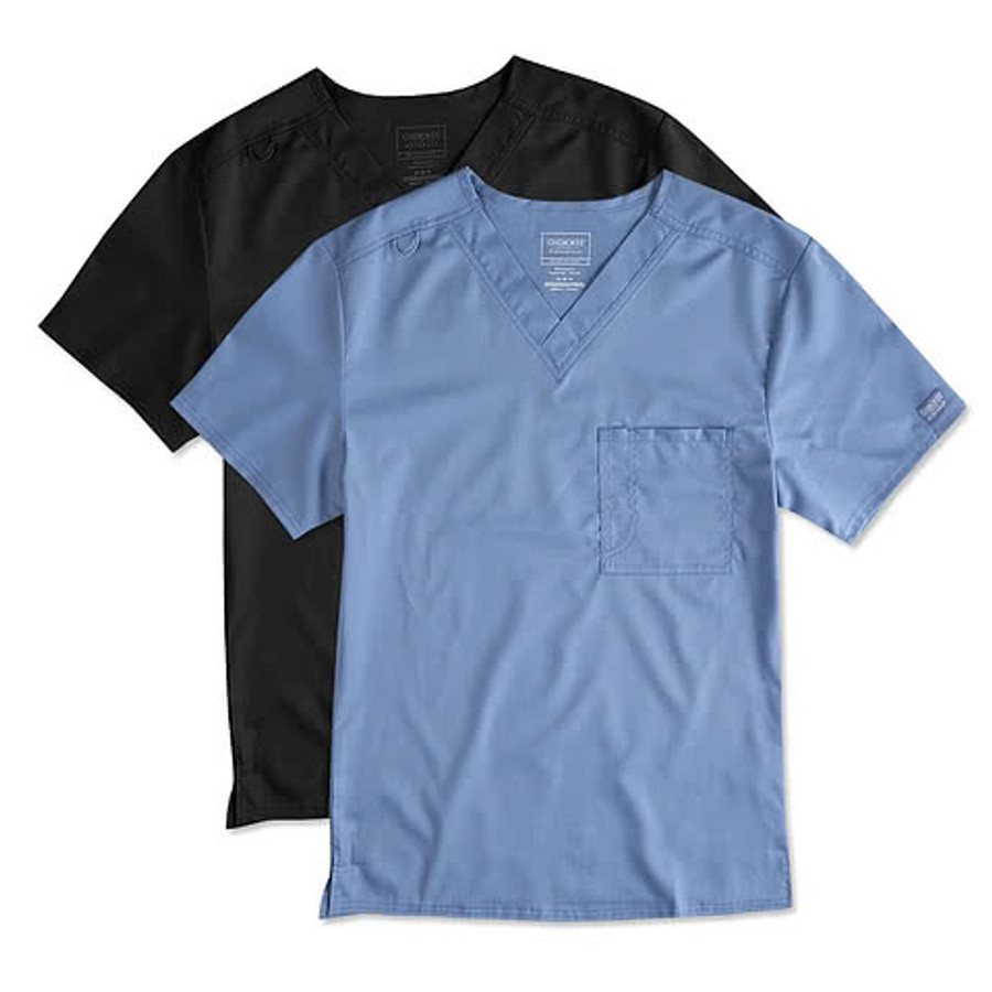 Cherokee Workwear Revolution One-Pocket Scrub Top - Printed in Pewter