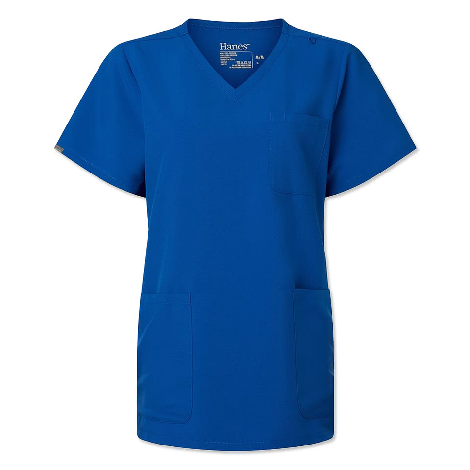 Hanes Women's V-Neck 3-Pocket Scrub Top