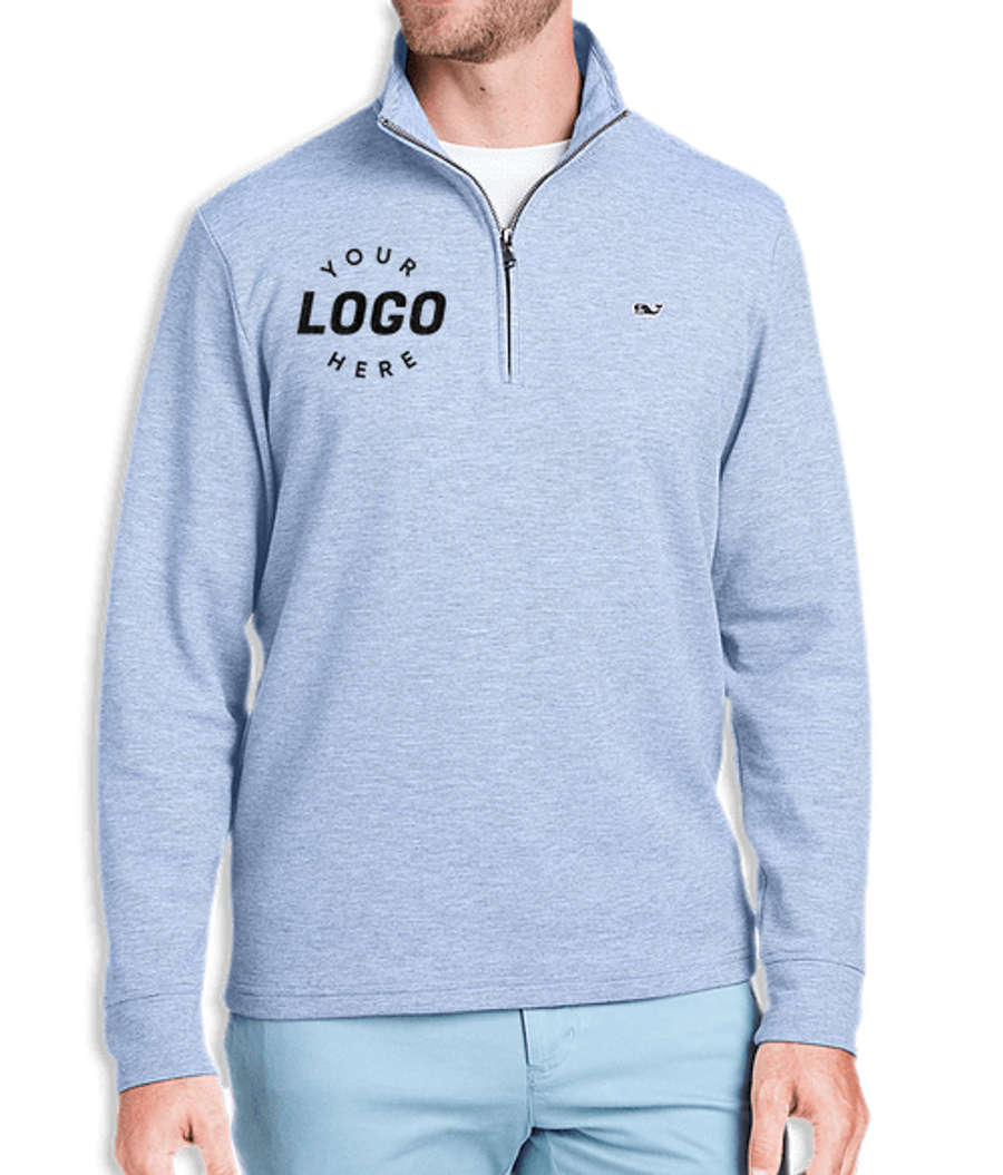 Vineyard Vines Saltwater Logo Quarter Zip Sweatshirt in Jake Blue