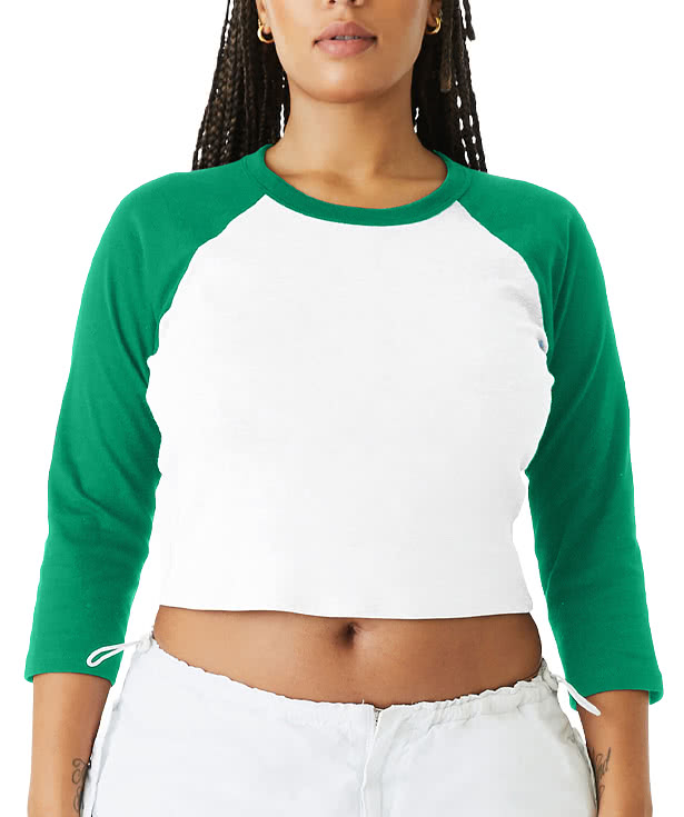Bella + Canvas Women's Micro Rib 3/4 Raglan Cropped T-shirt