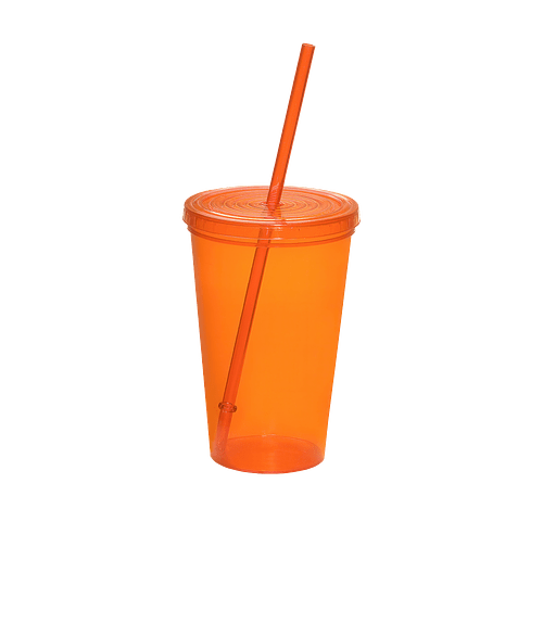20 oz. Econo Sturdy Sipper Tumbler with Straw in TRANSLUCENT ORANGE