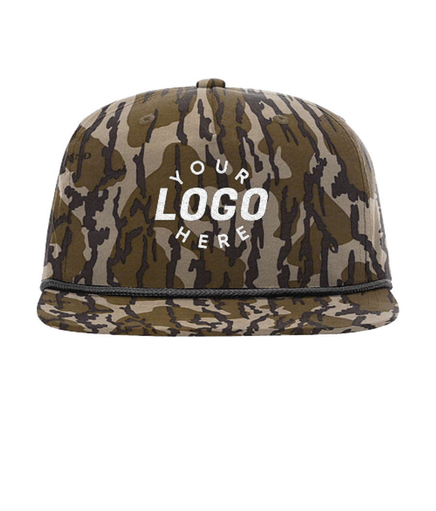 Richardson Umpqua Camo Snapback Baseball Hat - Embroidered in Mossy Oak Bottomland / Black
