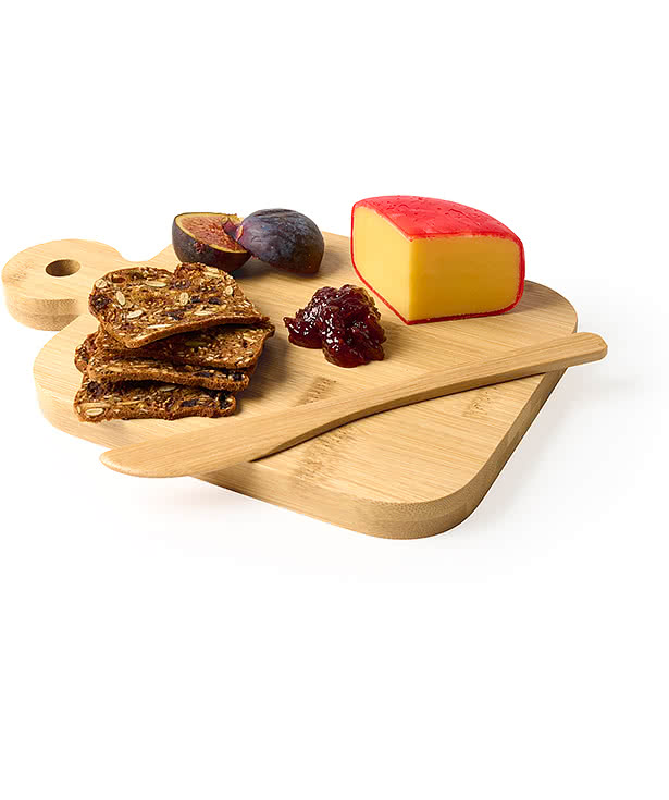 Laser Engraved Bamboo Serving Board & Cheese Spreader Gift Set