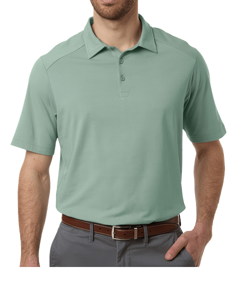 Devon & Jones Seaton Pebble Textured Performance Polo in Balsam Green