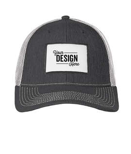 Ahead Brant Snapback Trucker Hat with White Rectangle Patch - Color: Charcoal Linen / White