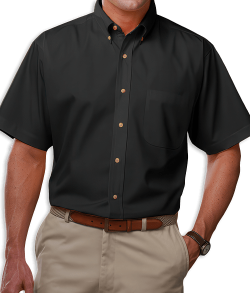 Blue Generation Scotchgard Short Sleeve Dress Shirt - Embroidered in Black