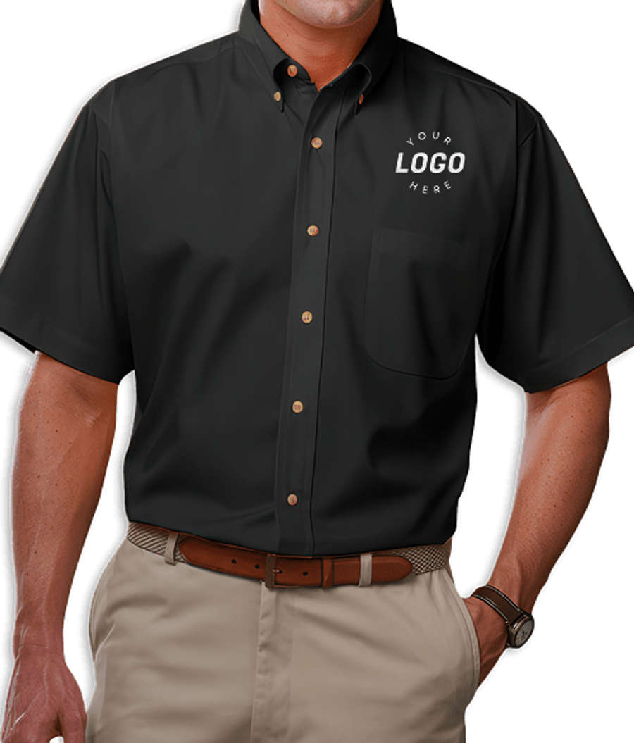 Blue Generation Scotchgard Short Sleeve Dress Shirt - Embroidered in Black
