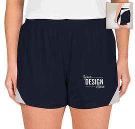 Team 365 Women's Colorblock Performance Shorts - Color: Sport Dark Navy / Sport Silver