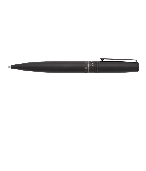 Hugo Boss Laser Engraved Illusion Gear Ballpoint Pen (blue ink) in Black