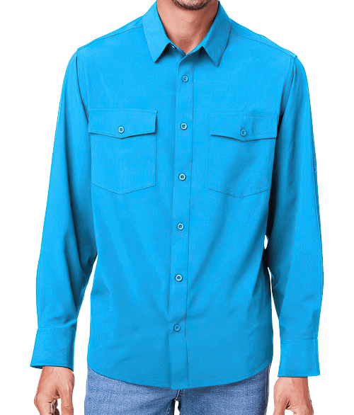 Core 365 Marina Ultra UVP Long Sleeve Shirt in Electric Blue