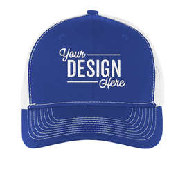 Port Authority Snapback Trucker Hat - Color: Patriot Blue / White