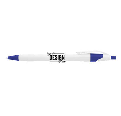 Dart White Body Retractable Pen (blue ink) - Blue