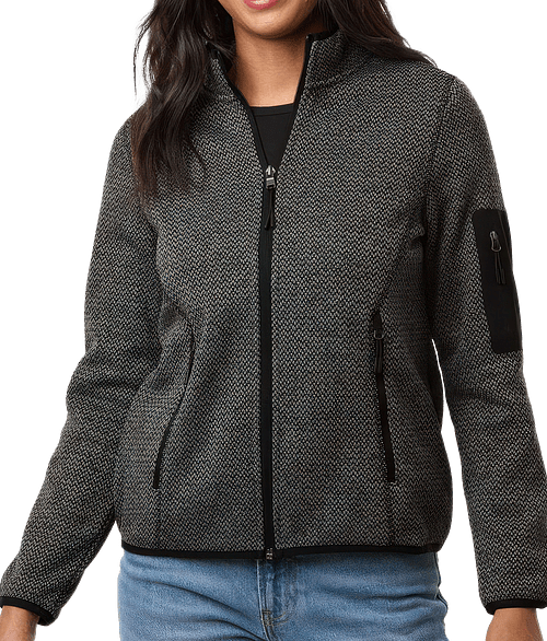 North End Women's Jasper Recycled Fleece Jacket - Printed in Black / Grey