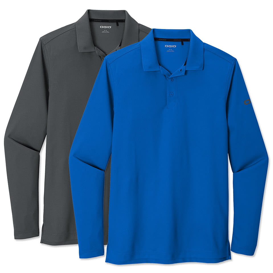 OGIO Caliber 2.0 Long Sleeve Performance Pique Polo - Embroidered