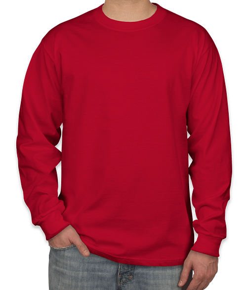 Hanes Beefy-T Long Sleeve T-shirt in Deep Red