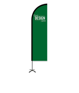 Full Color 8' Portable Feather Flag with Cross Base - Color: Kelly Green