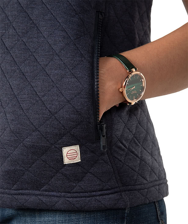 Marine Layer Women's Corbet Quilted Vest - Faux Leather Patch