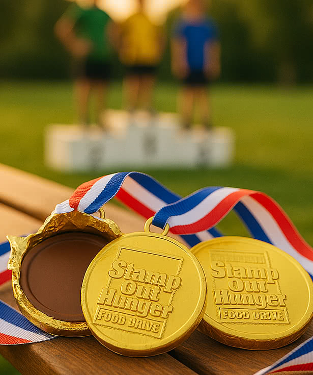 Debossed Foil Wrapped Milk Chocolate Coins with Ribbon