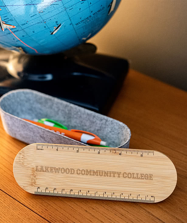 Laser Engraved Recycled Felt and Bamboo Pencil Box