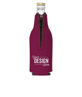 Foldable Foam Zipper Bottle Cooler - Color: Burgundy