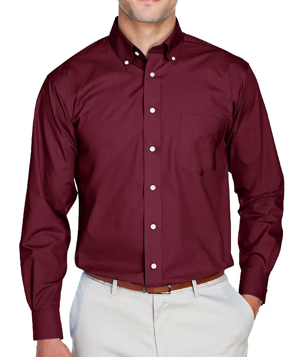 Devon & Jones Crown Collection Broadcloth Woven Dress Shirt - Embroidered