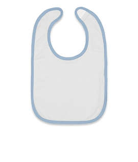Rabbit Skins Contrast Trim Premium Jersey Baby Bib - Color: White / Light Blue
