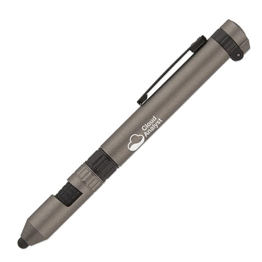 6-in-1 Quest Multi-Tool Pen (black ink) in Gun Metal