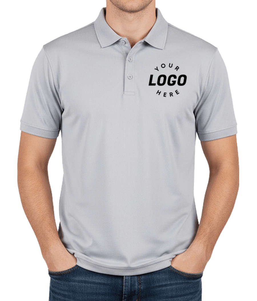Burnside Soft Jersey Recycled Performance Polo - Printed in Heather Light Grey