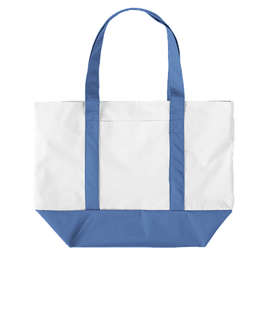 Large Poly Zippered Boat Tote Bag - Color: White / Royal
