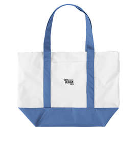 Embroidered Large Poly Zippered Boat Tote Bag - Color: White / Royal