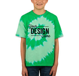 Dyenomite Youth 100% Cotton Two-Tone Spiral Tie-Dye T-shirt - Color: Kelly